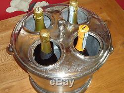 Wine Champagne Cooler 4 Bottle With Nickel Vintage Finish -Ice Bucket Bar Rack