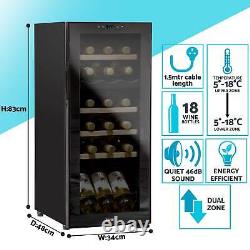 Wine Cooler 18 Bottle Dual Zone Fridge, Touch Screen, LED Black