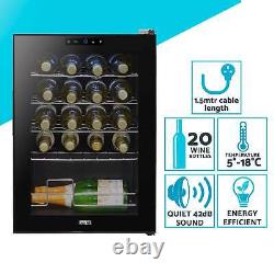 Wine Cooler 20 Bottle Fridge, Touch Controls & LED 430x640mm Black