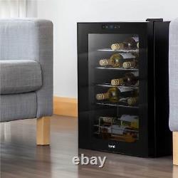 Wine Cooler 20 Bottle Fridge, Touch Controls & LED 430x640mm Black