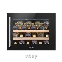 Wine Cooler 28 Bottle, 60cm, Built-In with Beech Wood Shelves Black