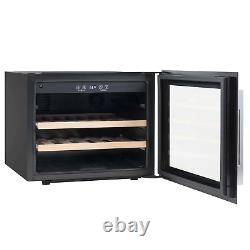 Wine Cooler 28 Bottle, 60cm, Built-In with Beech Wood Shelves Black