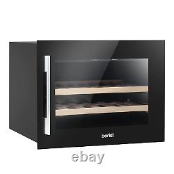 Wine Cooler 28 Bottle, 60cm, Built-In with Beech Wood Shelves Black