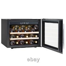 Wine Cooler 28 Bottle, 60cm, Built-In with Beech Wood Shelves Black