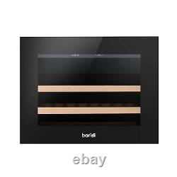 Wine Cooler 28 Bottle, 60cm, Built-In with Beech Wood Shelves Black