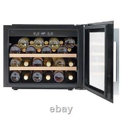 Wine Cooler 28 Bottle, 60cm, Built-In with Beech Wood Shelves Black