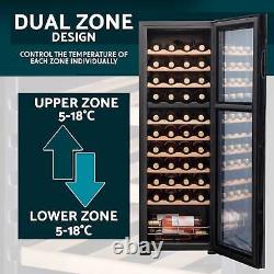 Wine Cooler 44 Bottle Dual Zone Fridge, Touch Screen, LED Black