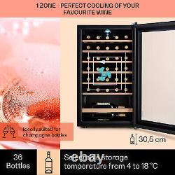 Wine Cooler Beverage Fridge Wine Drinks Bar 1 Zone 95 L 36 Bottles Touch Black