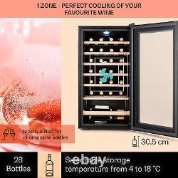 Wine Cooler Beverage Fridge Wine Drinks Bar Glass Door 28 Bottles Touch Black