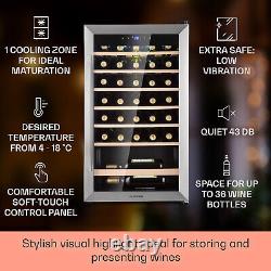 Wine Cooler Beverage Fridge Wine Drinks Bar Glass Door 36 Bottles Touch Silver
