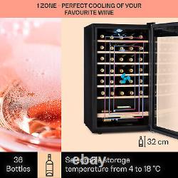 Wine Cooler Beverage Fridge Wine Drinks Bar Glass Door 36 Bottles Touch Silver