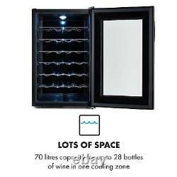 Wine Cooler Fridge 28 Bottles Free Standing 6 Shelves 70 Litre LCD Display Black