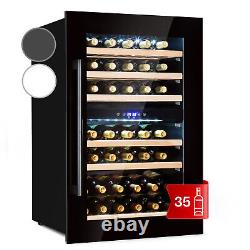 Wine Cooler Fridge Built-In Dual Zone Wine Bar Chiller Glass Door 35 Bottles