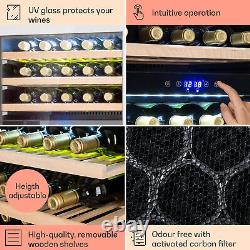 Wine Cooler Fridge Built-In Dual Zone Wine Chiller Glass Door Fridge 35 Bottles