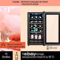 Wine Cooler Fridge Built-In Glass Door Wine Chiller Fridge Bar Fridge 15 Bottles