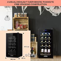 Wine Cooler Fridge Built-In Glass Door Wine Chiller Fridge Bar Fridge 15 Bottles