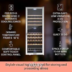 Wine Cooler Fridge Dual Zone Glass Door Touch Display 54 Bottles Drinks Fridge