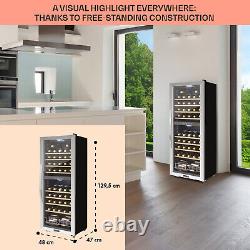 Wine Cooler Fridge Dual Zone Glass Door Touch Display 54 Bottles Drinks Fridge