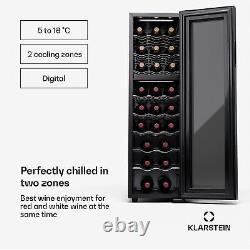 Wine Cooler Fridge Refrigerator Bar Drinks 75 L 24 Bottles Touch 2 Zones Black