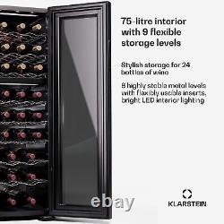 Wine Cooler Fridge Refrigerator Bar Drinks 75 L 24 Bottles Touch 2 Zones Black