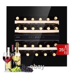 Wine Cooler Fridge Refrigerator Bar Drinks 75 L 25 Bottles Touch 2 Zones Black