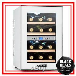 Wine Cooler Fridge Refrigerator Drinks Chiller 12 Bottles 34 L LCD Bar white