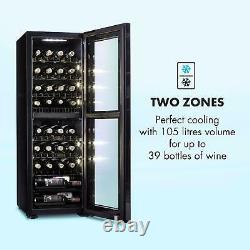 Wine Cooler Fridge Refrigerator Drinks Chiller 2 Zones 105 L 39 Bottles Black