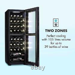 Wine Cooler Fridge Refrigerator drinks beer chiller105L 39 Bottles 2 zones Black