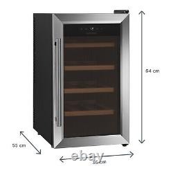 Wine Cooler Fridge Thermoelectric 15 Bottles Wooden Shelves Touch Control LED HQ