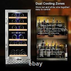 Wine Cooler Refrigerator 15 inch Dual Zone Wine Fridge for 15 inch-30 bottles