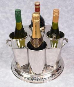 Wine Cooler Wine Bucket Ice Bucket Holds 4 Bottles Nickel Plate Octagonal