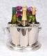 Wine Cooler Wine Bucket Ice Bucket Holds 4 Bottles Nickel Plate Round