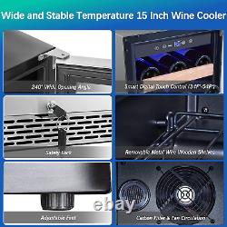 Wine Fridge, 15 Inch Wine Cooler 33 Bottle Wine Cooler Refrigerator with Professi