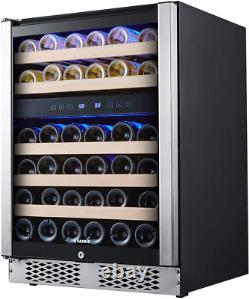 Wine Fridge, 24 Inch Wine Cooler With 46 Bottles Capacity, Built in Wine Cooler Re