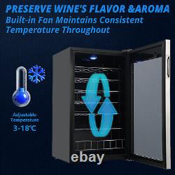 Wine Fridge 4-18°C Cooler Cellar 33 Bottles Touch Screen LED Light Glass Door
