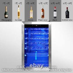 Wine Fridge 4-18°C Cooler Cellar 33 Bottles Touch Screen LED Light Glass Door