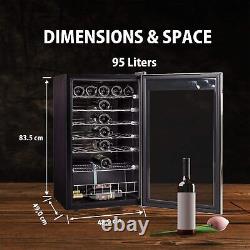 Wine Fridge 4-18°C Cooler Cellar 33 Bottles Touch Screen LED Light Glass Door