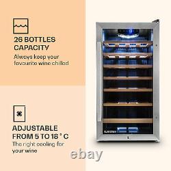 Wine Fridge Cooler Drinks Refrigerator 26 Bottles 88 Litre Steel LED Touch Black