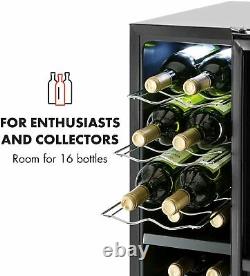 Wine Fridge Cooler Refrigerator Touch Control, 16 Bottles, Black, 83H Klarstein