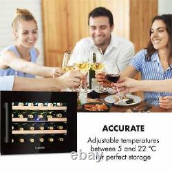 Wine Fridge Drinks Cooler Refrigerator 24 Bottles Built-in LED 3 Shelves Black