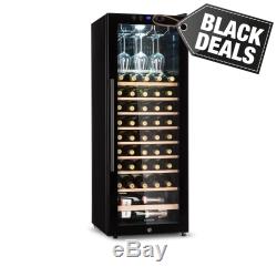 Wine Fridge Drinks cooler Refrigerator 2 Zones 148 L 54 Bottles Glass Door Black