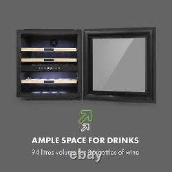 Wine Fridge Refrigerator Drinks Chiller 36 Bottles 2 Zones 94L LED Steel Silver