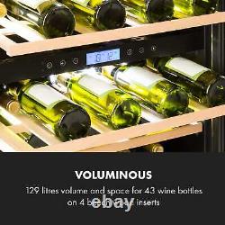 Wine Fridge Refrigerator Drinks Cooler 129 L 43 Bottles Touch 2 Zones LED Black