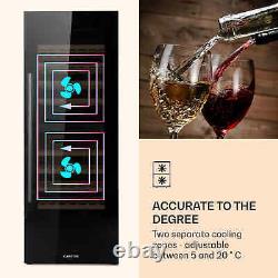 Wine Fridge Refrigerator Drinks Cooler 2 Zones 191 L 77 Bottles Glass Door Black
