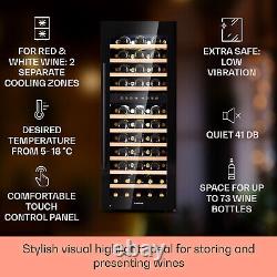 Wine Fridge Refrigerator Drinks Cooler 2 Zones 192 L 73 Bottles LED Touch Black