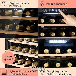 Wine Fridge Refrigerator Drinks Cooler 2 Zones 29 Bottles 100 W LED Touch Black