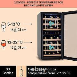 Wine Fridge Refrigerator Drinks Cooler 2 Zones 54 Bottles 148 L Glass Door LED