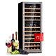 Wine Fridge Refrigerator Drinks Cooler 2 Zones 73 Bottles 192 L Glass Door LED
