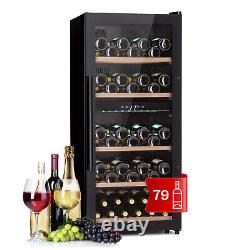 Wine Fridge Refrigerator Drinks Cooler 2 Zones 79 Bottles 204 L Glass Door LED