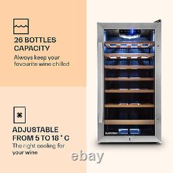 Wine Fridge Under Counter Refrigerator Drinks Cooler 26 Bottles 88L Steel Silver